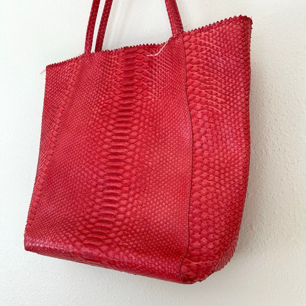 Carlos Falchi Python Leather Tote Bag Exotic Embo… - image 5